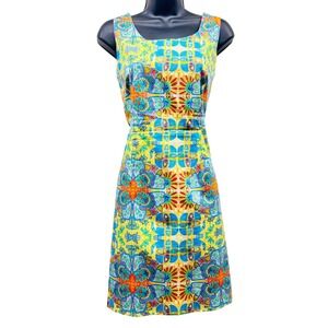 Kaeli Smith Womens 12 Mosaic Kaleidoscope Print Sheath Dress Sleeveless Multi